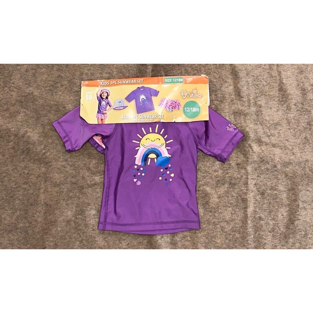 NEW WITH TAGS UV SKINZ UPF 50+ Girl's Size 12-18Months  Purple Rain Or Shine 3-P